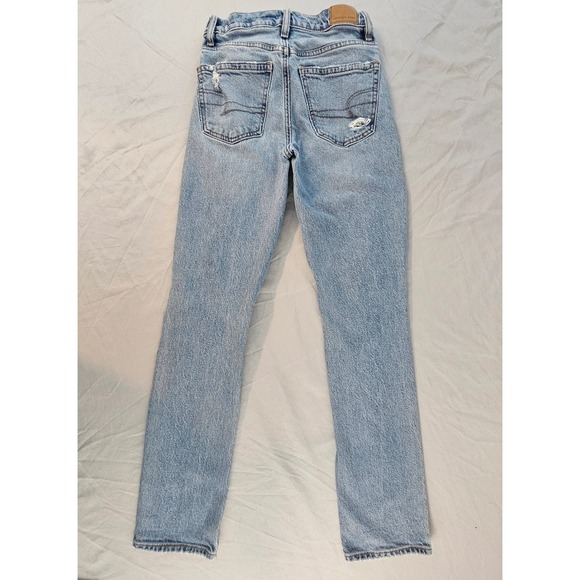 American Eagle 000 (24") Super High Rise Distressed Jeans Lighter Wash L700 - Picture 2 of 7